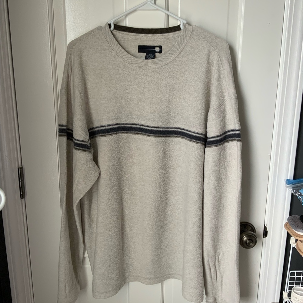 Vintage Men’s XL Long Sleeve Pullover Cream/Gray Sweater